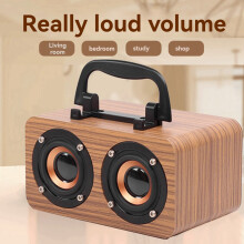 Drevený reproduktor Bluetooth 5.0 dvojkanálový stereo s FM rádiom, B