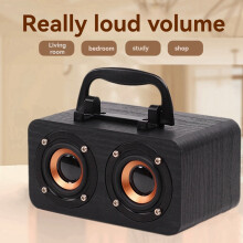 Drevený reproduktor Bluetooth 5.0 dvojkanálový stereo s FM rádiom, C