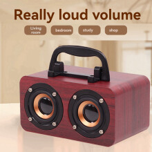 Drevený reproduktor Bluetooth 5.0 dvojkanálový stereo s FM rádiom, A
