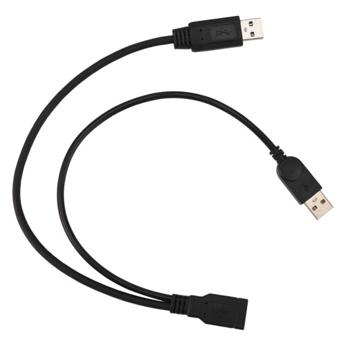 Čierny kábel USB 3.0 samica-samec Y pre 2,5-palcový pevný disk 2