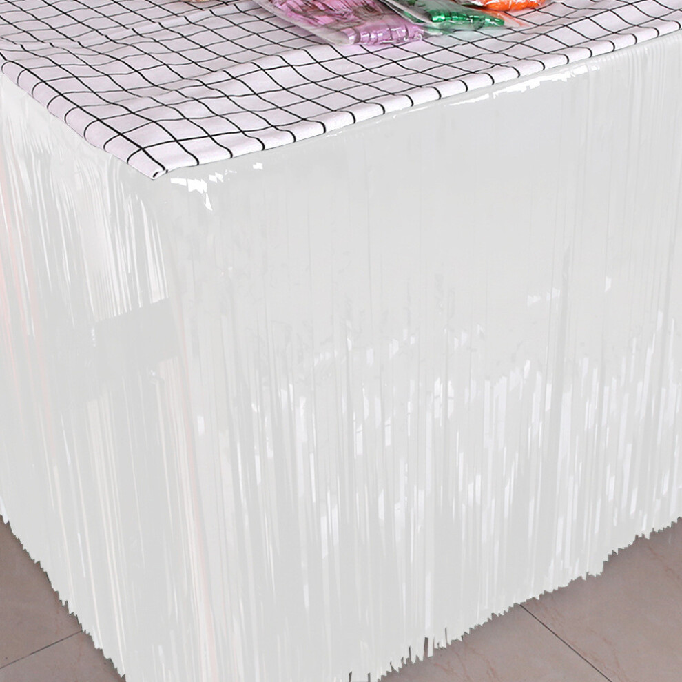 (StyleI)Belle jupe de table en soie de pluie bleue 275 m idéale pour table à dessert élégante