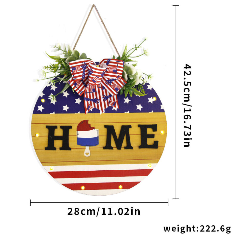 (Home Flag)Panneau de bienvenue en bois coloré avec étoiles et rayures USA parfait pour déco vacances