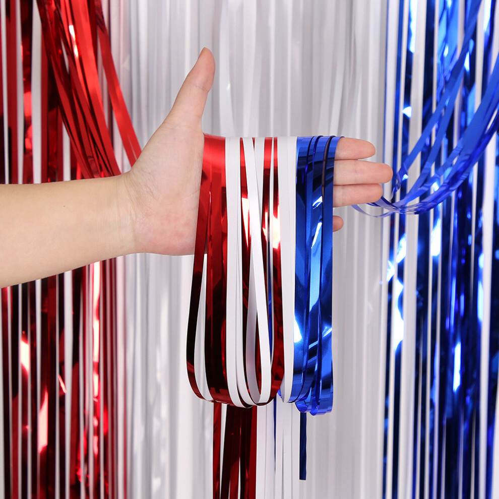 (1x2.5M,RedWhiteBlue)Magnifique rideau guirlandes rouge blanc et bleu idéal pour événements festifs indépendance jour