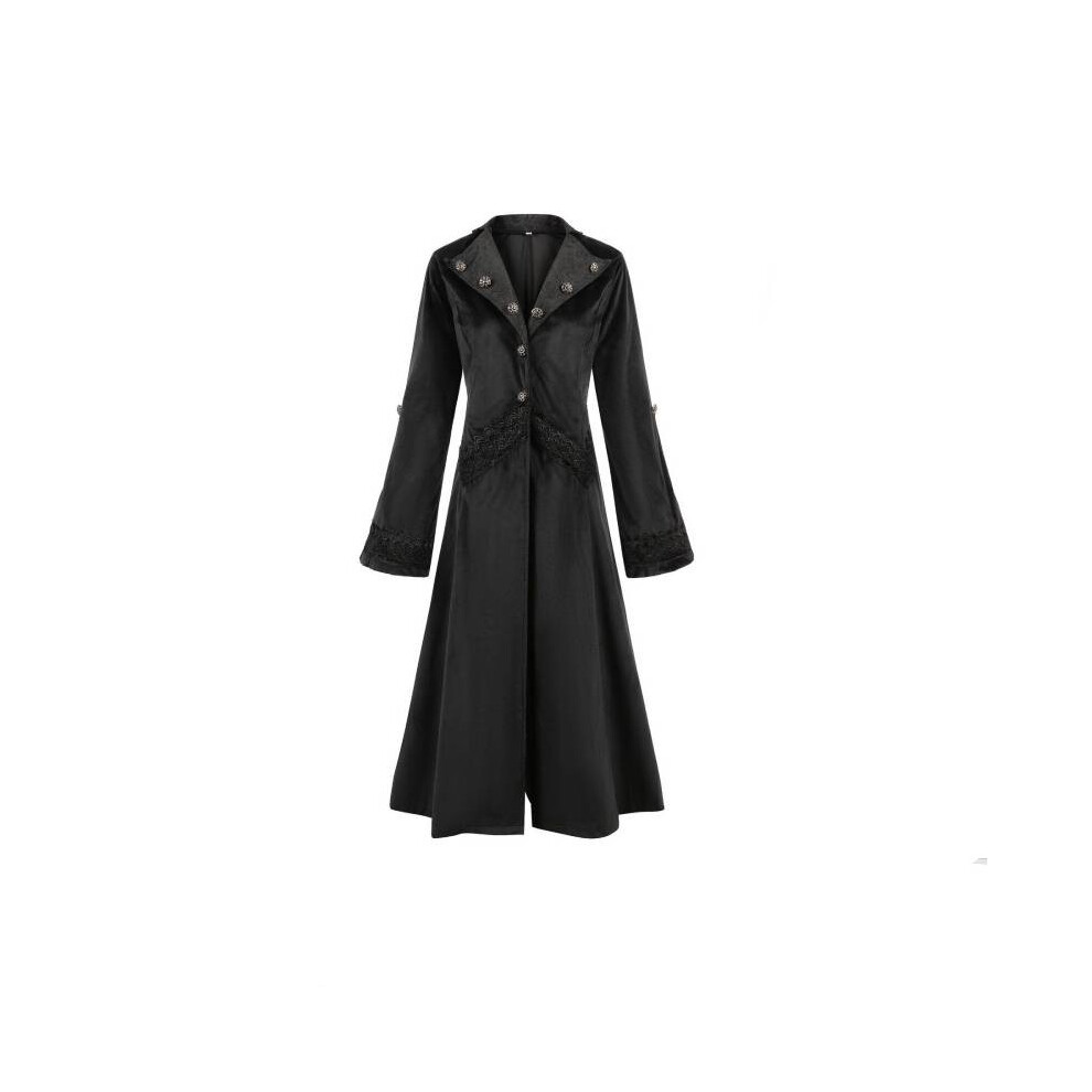 (Style B,M)Manteau long moyen mode slimfit trench col cravate foncé court smoking cosplay