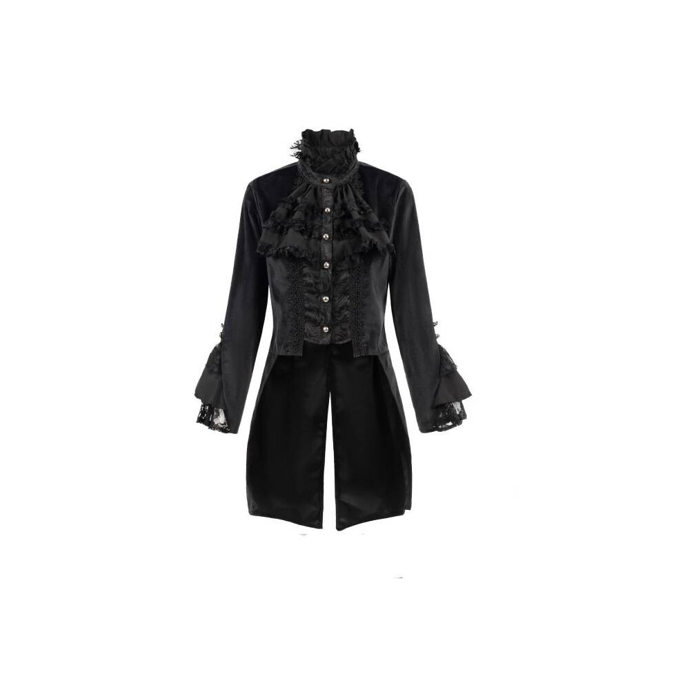 (Style E,XL)Manteau long moyen mode slimfit trench col cravate foncé court cosplay smoking