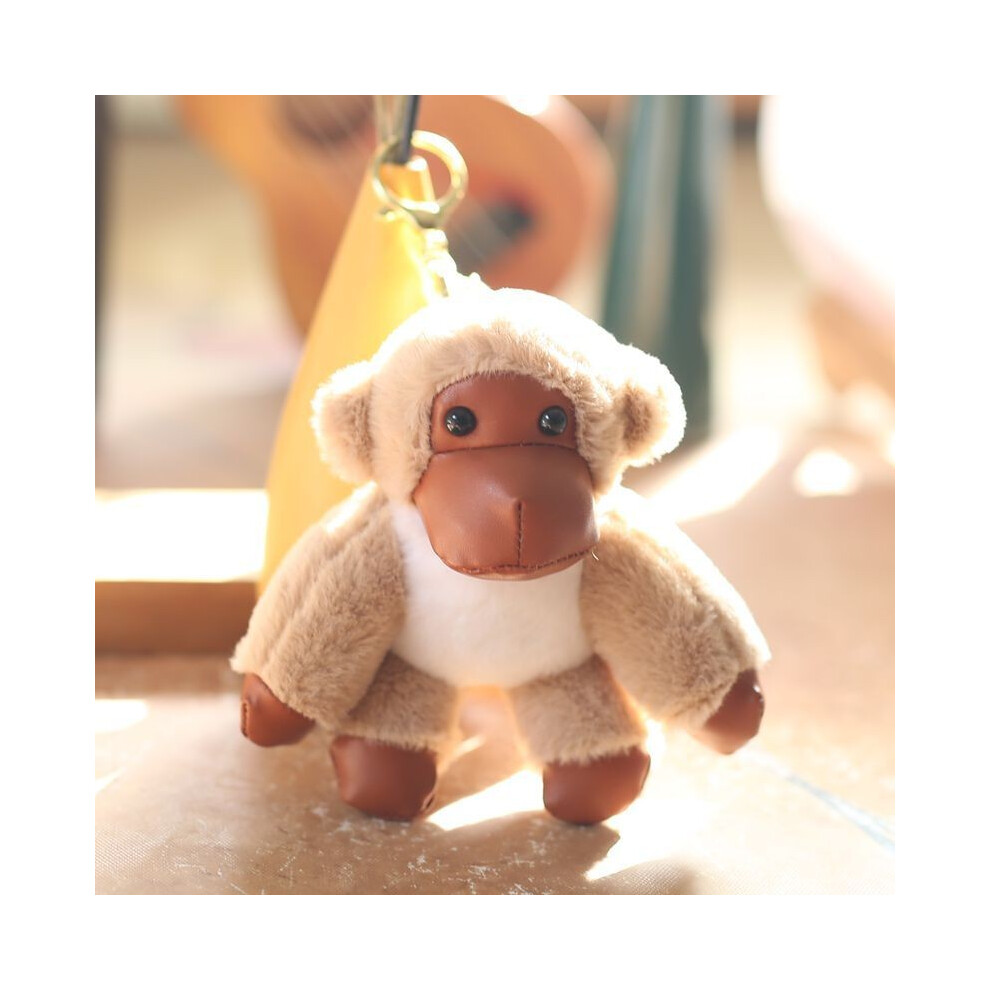 (Light Beige)Charmant Singe Suspendu Peluche Poupée Porte-clés Ultra Doux Pp Coton Jouet Peluche