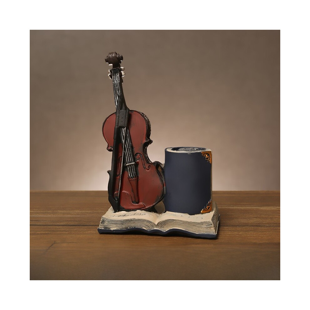 (Violin Red) Resin Multifunctional Desk Organizer Vintage Book Design For Room Study Office-image-OPC-PGYKK5H-NEW
