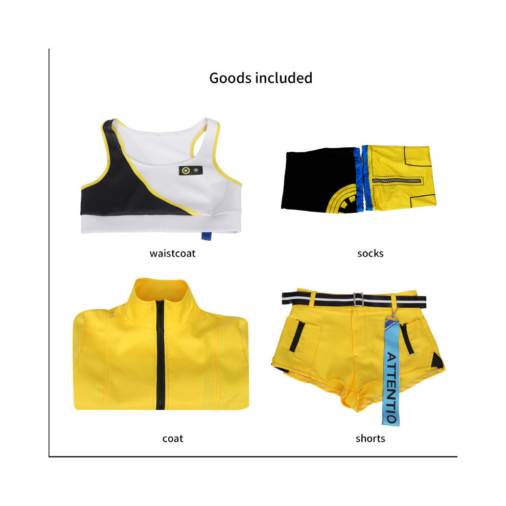 (L)Anime Hatsune Miku Cosplay 17ème Anniversaire Déguisement Jaune Fête Fantaisie Set Robe