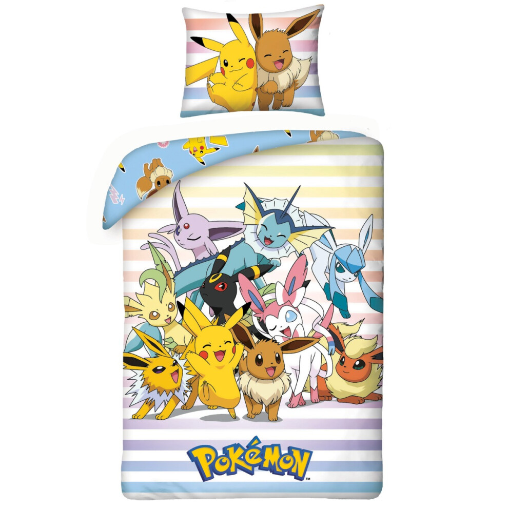 Pokemon Characters Single 100% Cotton Duvet Cover Set - European Size