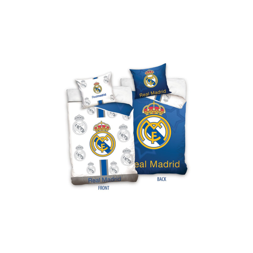 Real Madrid CF Reversible Single Duvet Cover and Pillowcase Set - European Size