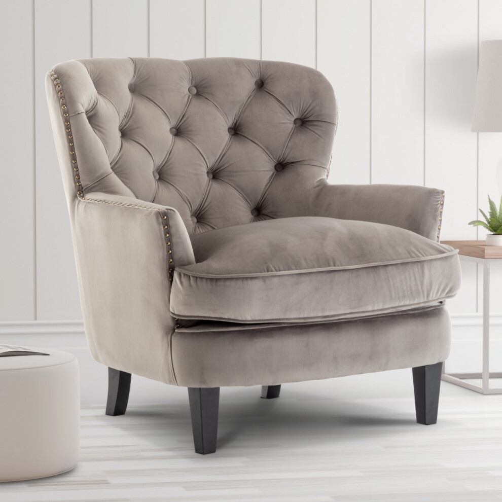 Velvet Light Grey Buttoned Ava Accent Chair-image-OPC-PGYKQ7B-NEW