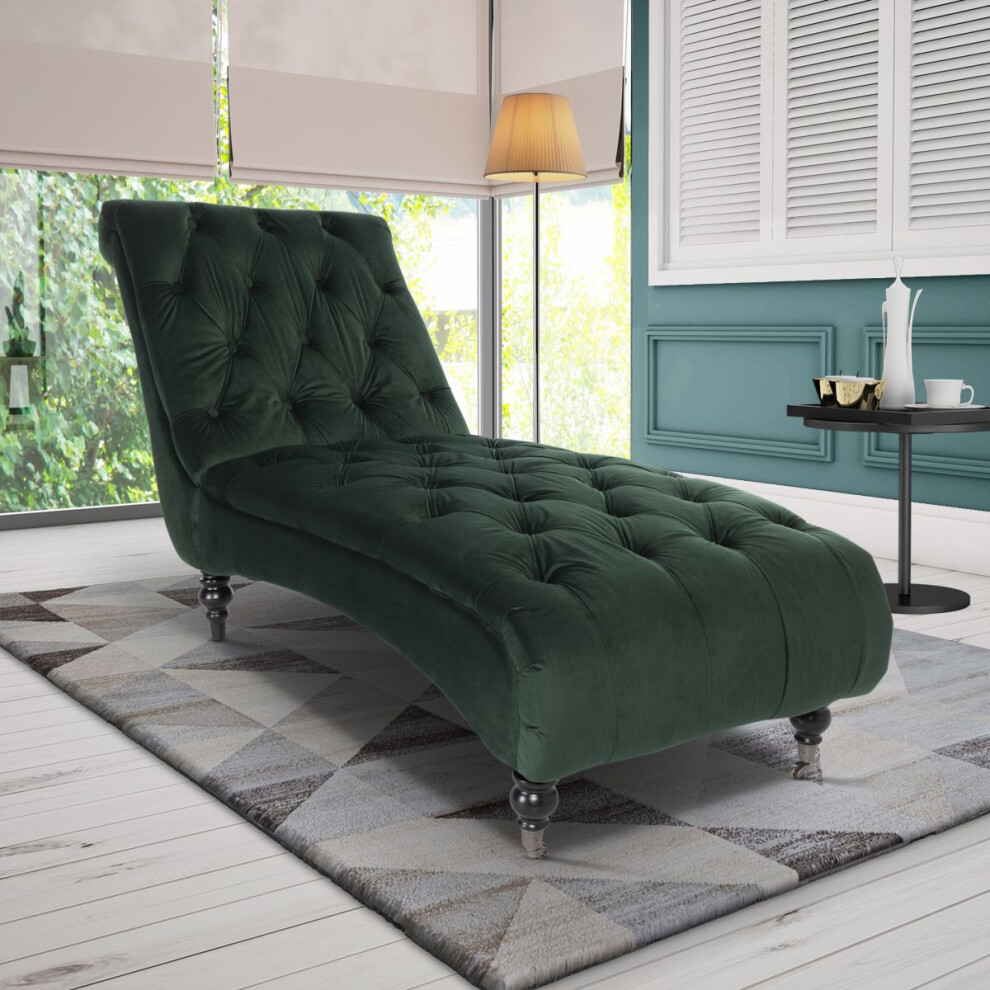 Velvet Bottle Green Layla Chesterfield Chaise Lounge-image-OPC-PGYKQ86-NEW