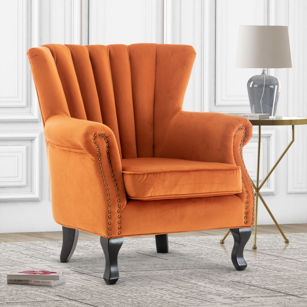 Velvet Orange Jemma Accent Wingback Chair