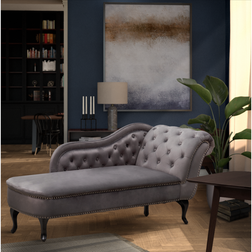 Velvet Dark Grey Left Hand Facing Monroe Chaise Lounge-image-OPC-PGYKQDT-NEW