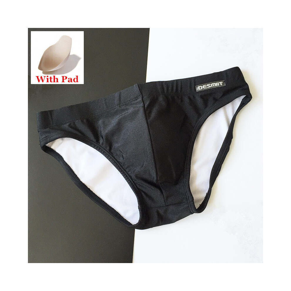 (S320 Noir avec coussinet-M) Slip de bain push-up Desmiit Maillots de bain Hommes Maillot de bain pour