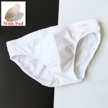(S320 Blanc avec coussinet-XXL) Slip de bain push-up Desmiit Maillots de bain Hommes Maillot de bain