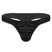 (Noir-M) Maillots de bain sexy pour hommes, string, lingerie douce et brillante, Ă volants, taille basse,