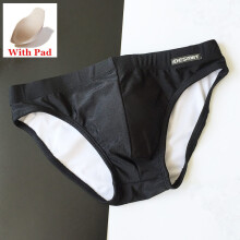 (S320 Noir avec coussinet-L) Slip de bain push-up Desmiit Maillots de bain Hommes Maillot de bain pour
