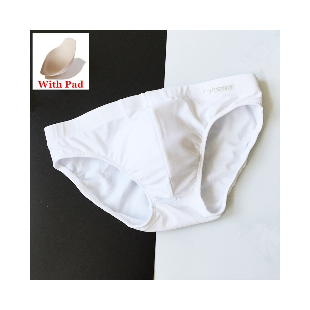 (S320 Blanc avec coussinet-XL) Slip de bain push-up Desmiit Maillots de bain Hommes Maillot de bain