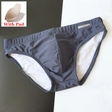 (S320 Gris Avec Coussin-XL) Slip de bain Push Up Pad Desmiit Maillots de bain Hommes Maillot de bain