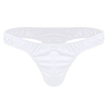 (Blanc-M) Maillots de bain sexy pour hommes, string, lingerie douce et brillante, Ă volants, taille