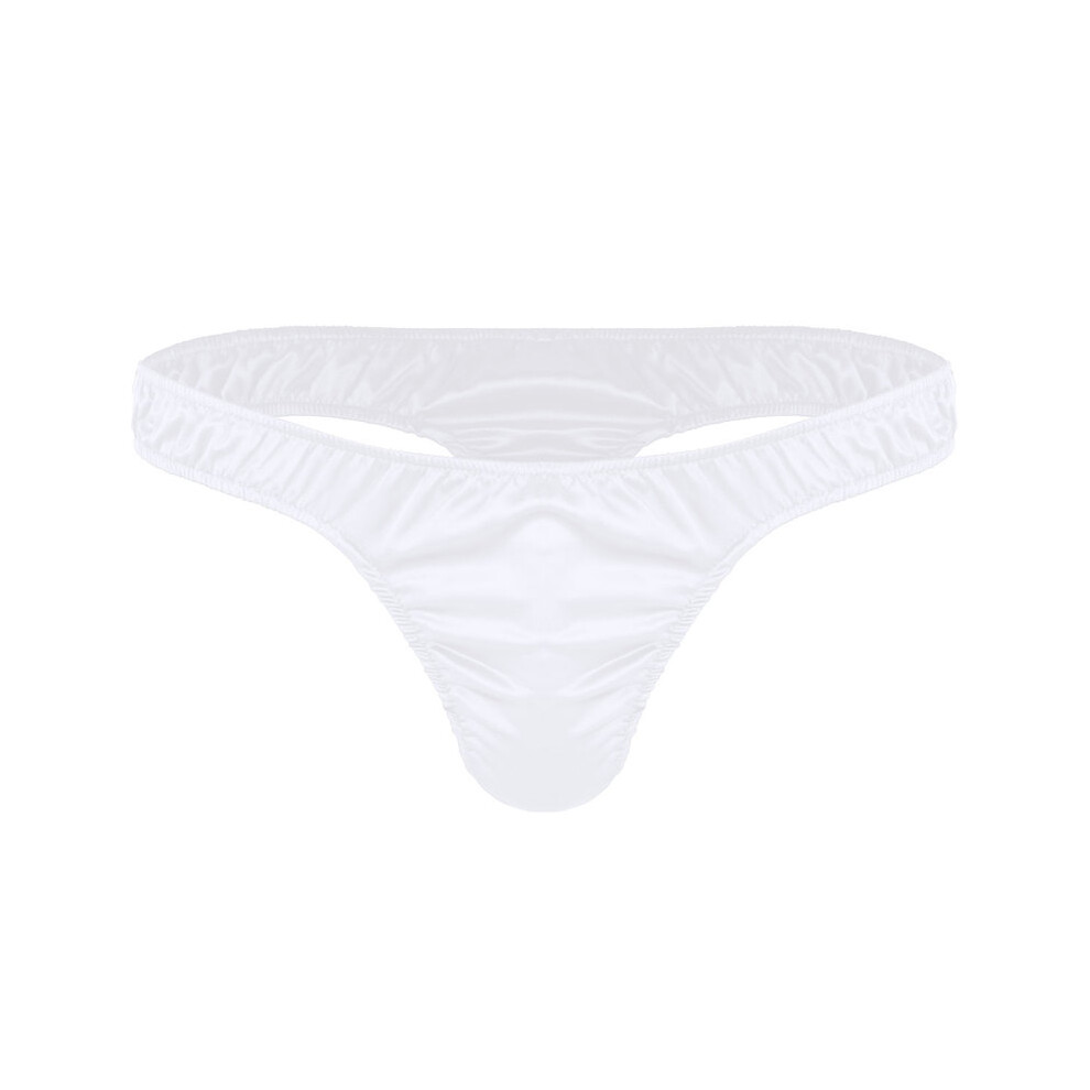 (Blanc-M) Maillots de bain sexy pour hommes, string, lingerie douce et brillante, à volants, taille