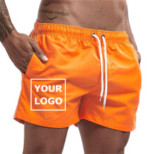 Maillot de bain imprimé personnalisé pour homme (Orange-XL), short de plage décontracté d'été avec poches,