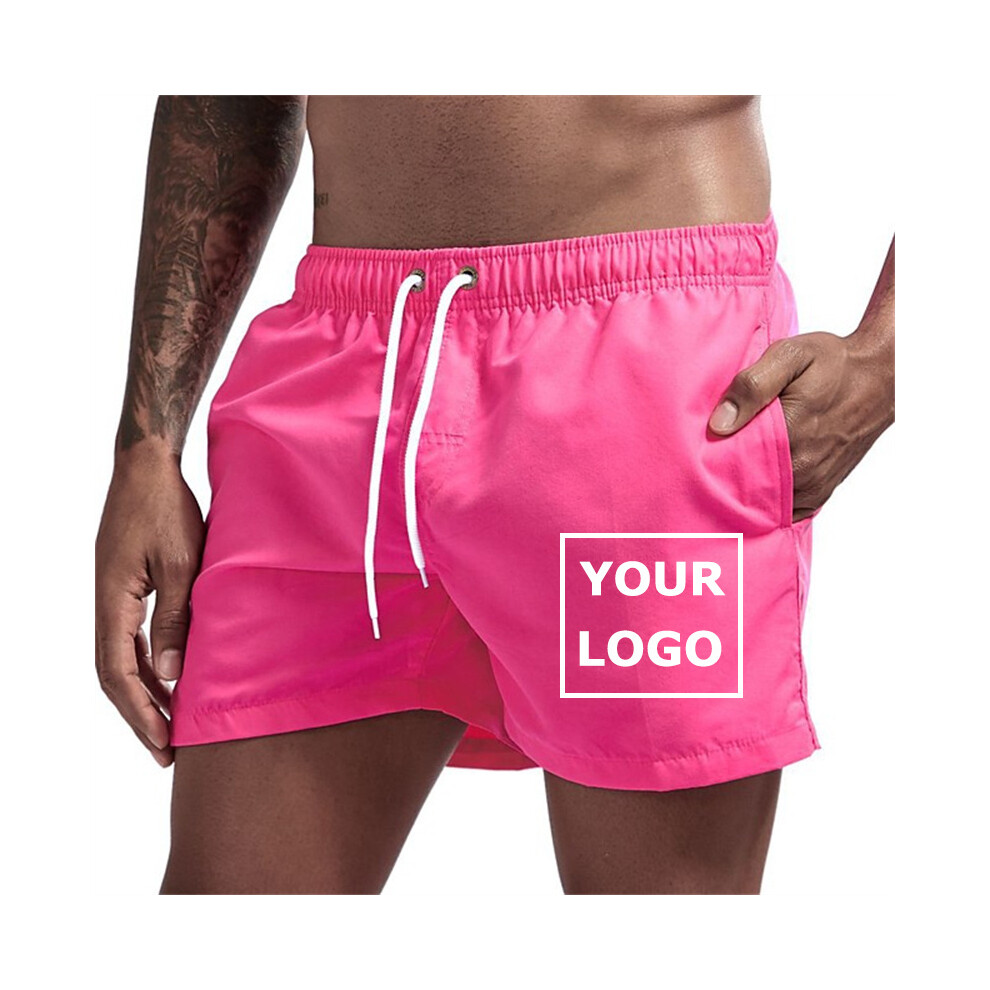 (Rose-L) Maillot de bain imprimé personnalisé pour homme, short de plage décontracté d'été avec poches,