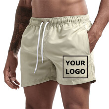 Maillot de bain imprimé personnalisé pour homme (Beige-3XL), short de plage décontracté d'été avec poches,
