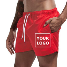Maillot de bain imprimé personnalisé pour homme (Rouge-XXL), short de plage décontracté d'été avec poches,