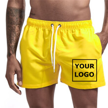 Maillot de bain imprimé personnalisé pour homme (Jaune-3XL) Short de plage décontracté d'été avec poches,