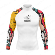 (Farbe 2–7XL, passend für 85–90 kg) Lustige Strand-UV-Schutz-Badebekleidung, Herren-Rashguards mit Aufdruck,