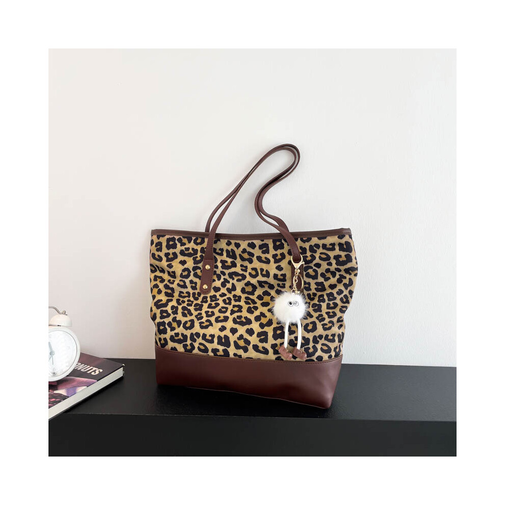 (Brown,With Pendant)Élégant sac fourre-tout noir et marron grande capacité pour femme parfait pour shopping travail et