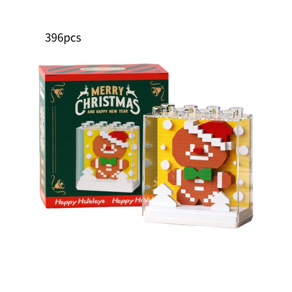 (Gingerbread Man)Blocs de construction de Noël jouet figurine Père Noël cadeau de Noël boîte cadeau carré