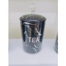 Marble Black Crystal Glass Lid Containers Coffee
