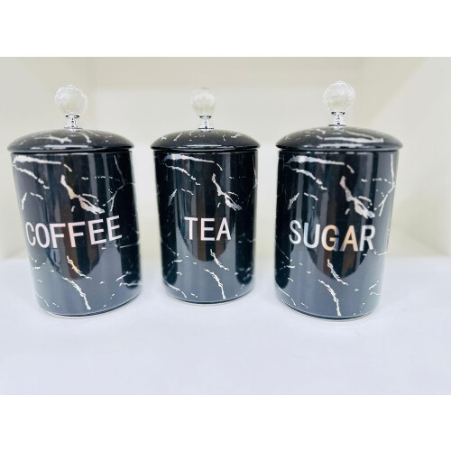 Marble Black Crystal Glass Lid Containers Coffee 1
