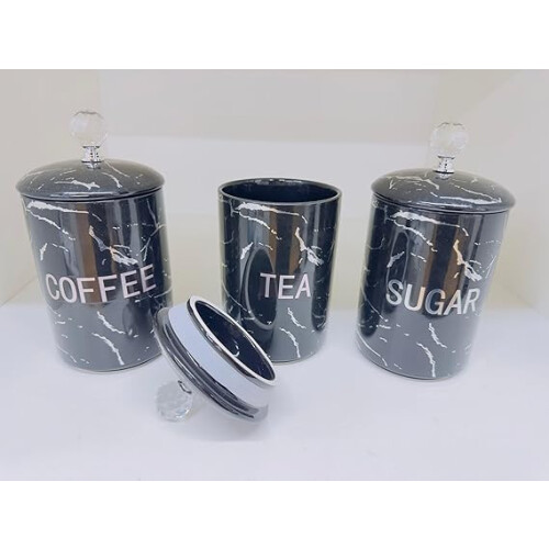Marble Black Crystal Glass Lid Containers Coffee 2