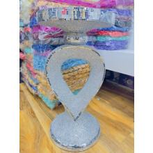 Silver Mirrored Side Table Crushed Diamond Crystal Sparkly End Table