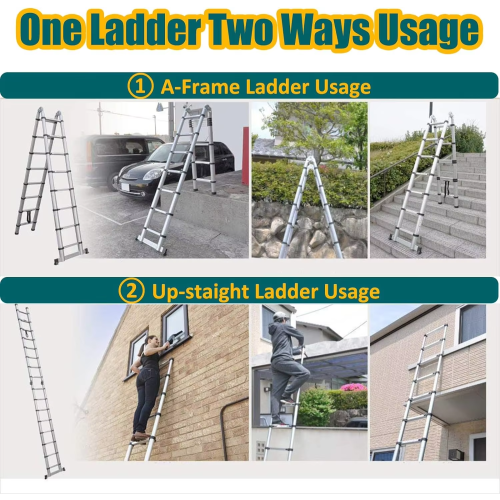 Ladder A Frame Telescopic Ladder 3.8m Aluminum Telescoping 2