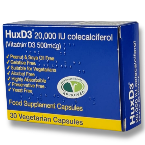 HuxD3Vitamin20000iucapsulesHuxD3**Max/HighStrength**HalalKosherVeg.30