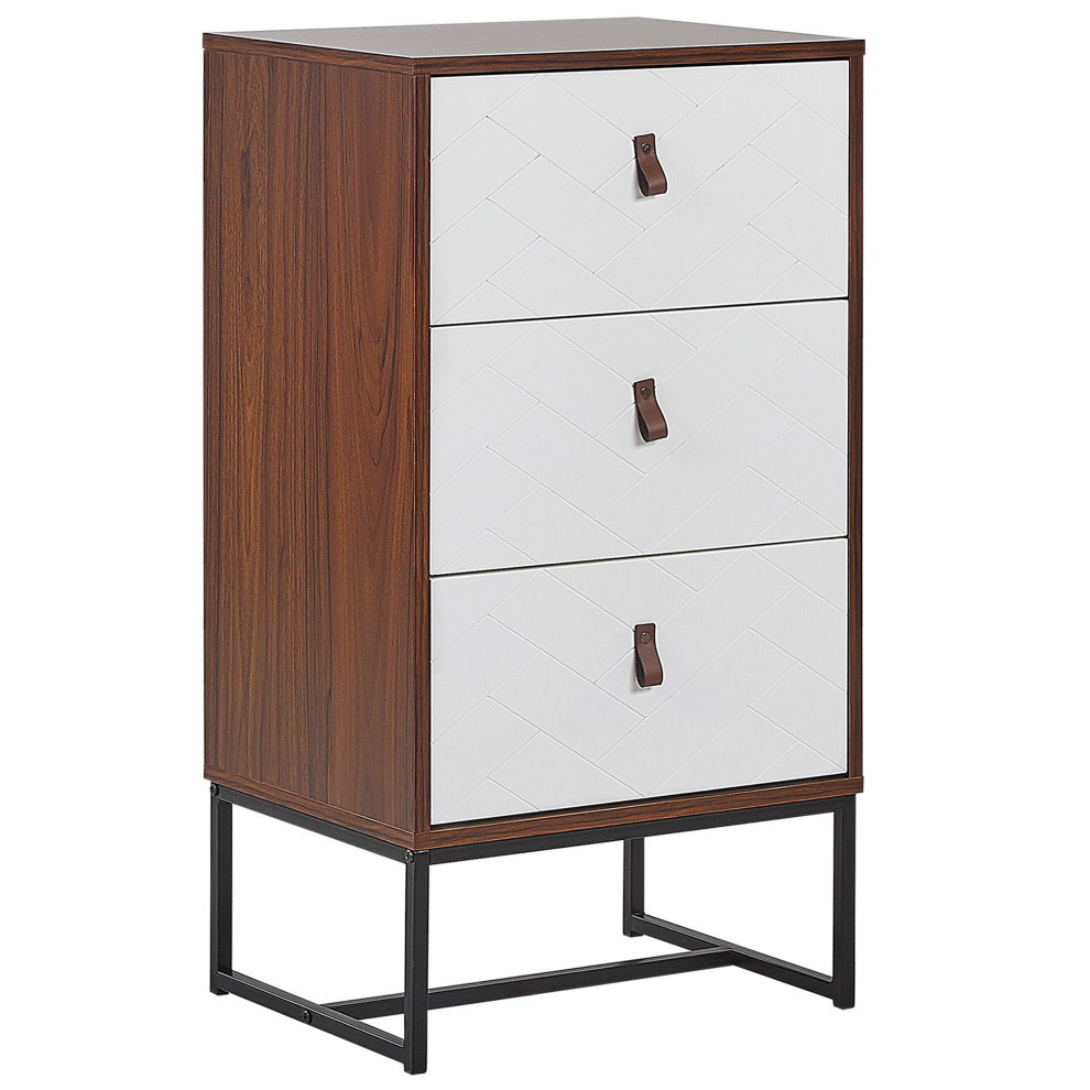 3 Drawer Chest NUEVA Dark Brown/ White