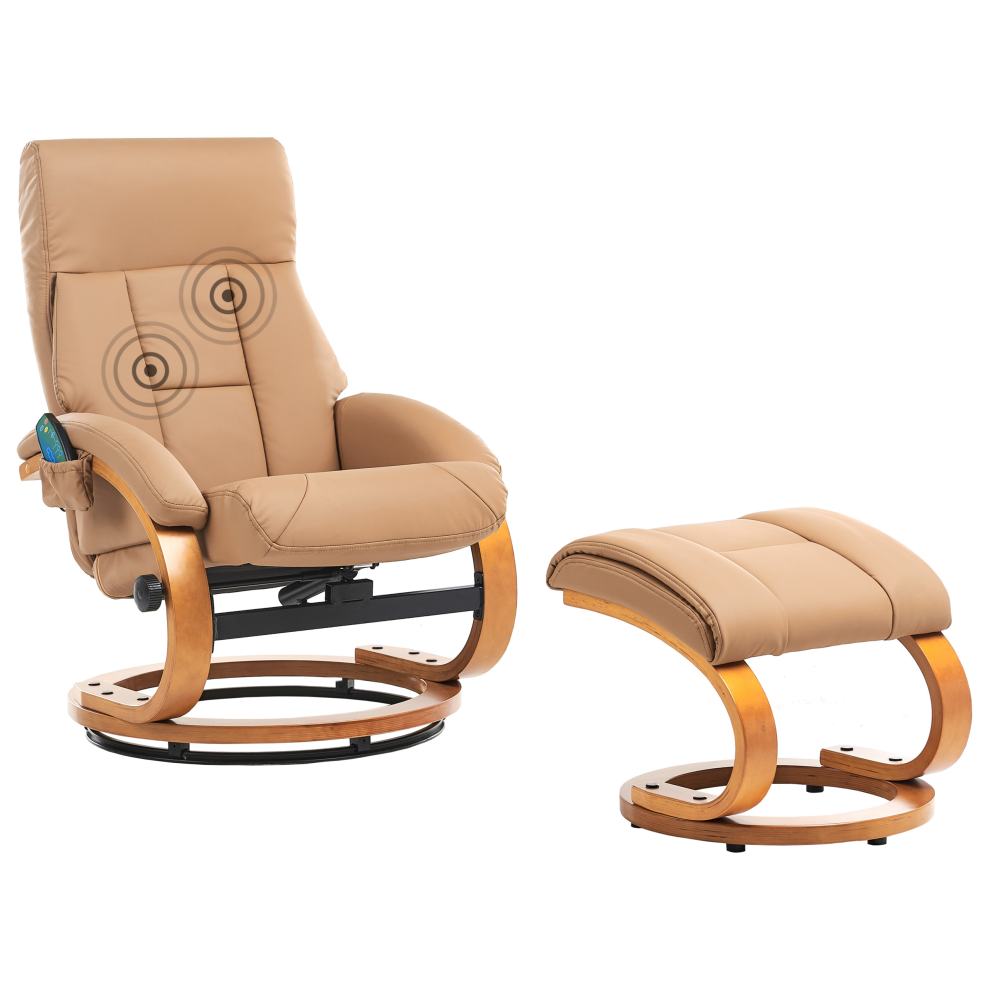 Massage Chair FORCE with Footstool Faux Leather Sand Beige