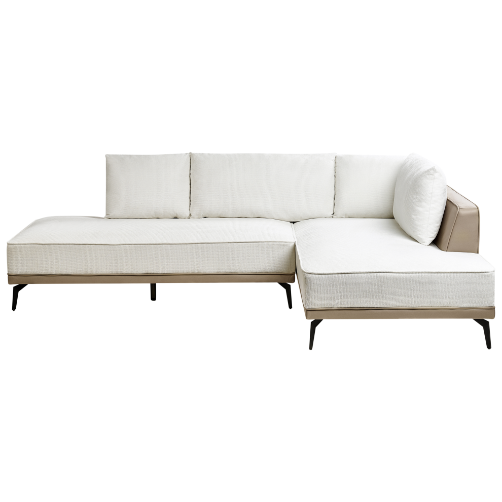 Corner Sofa 3 Seater MYKEN Fabric Off-White Left Hand