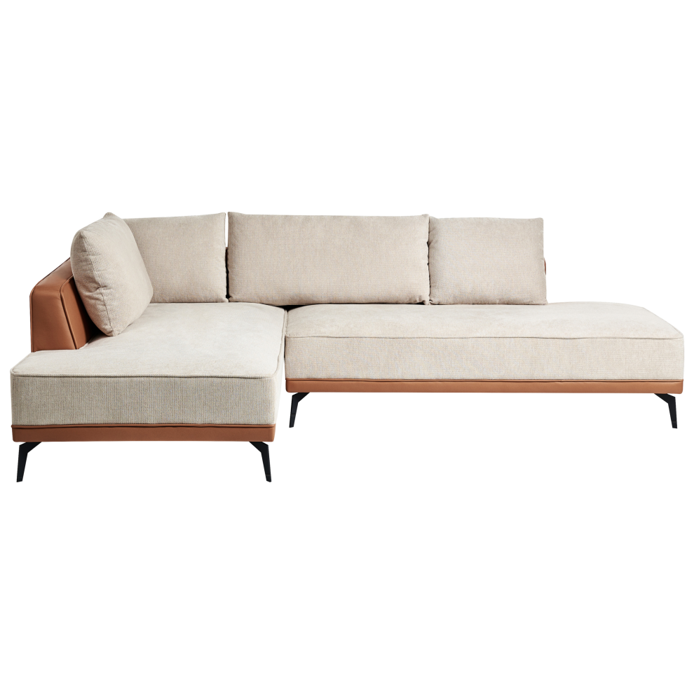 Right Hand Modular Fabric Corner Sofa Beige and Brown MYKEN