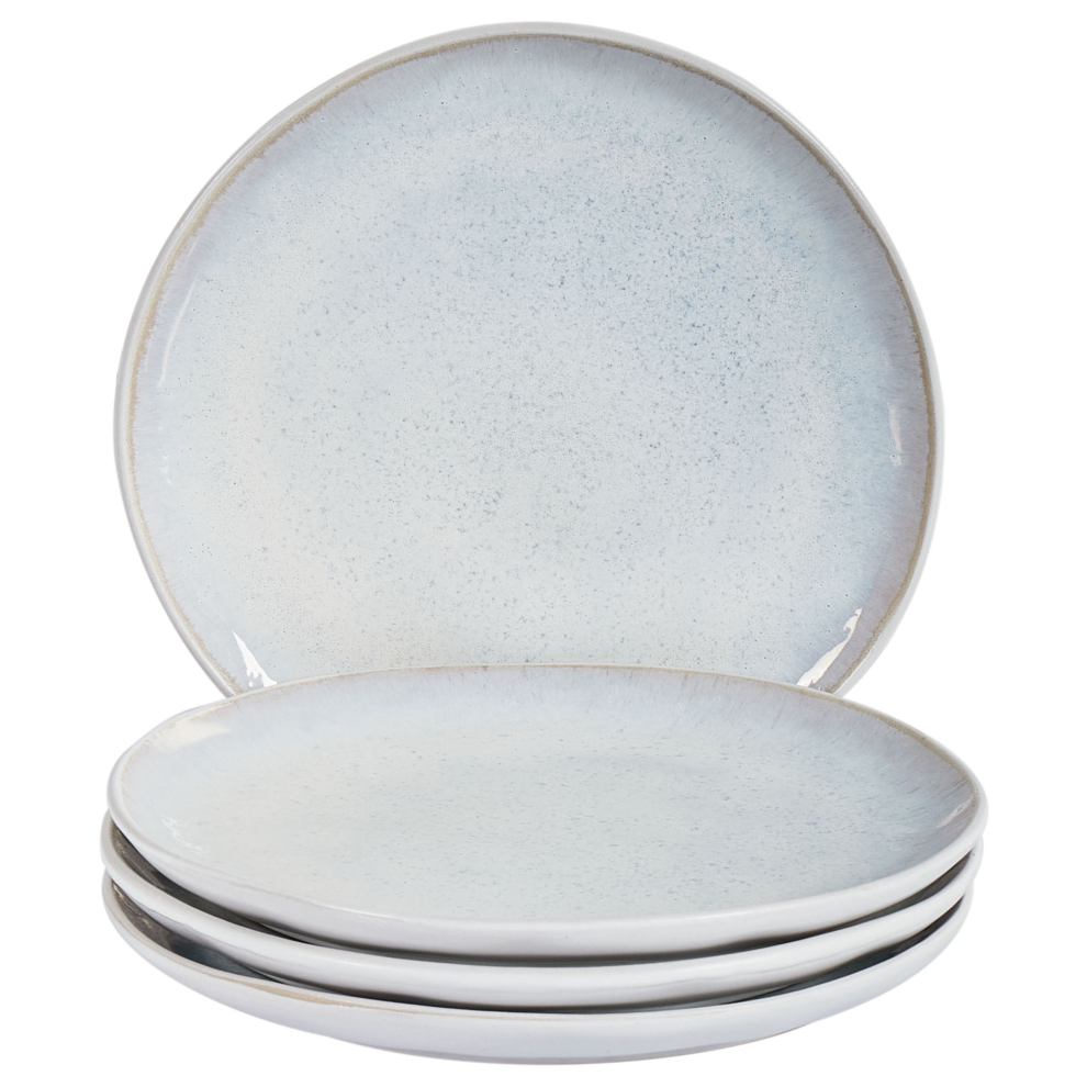 Set of 4 Side Plates SESAME Stoneware Light Grey