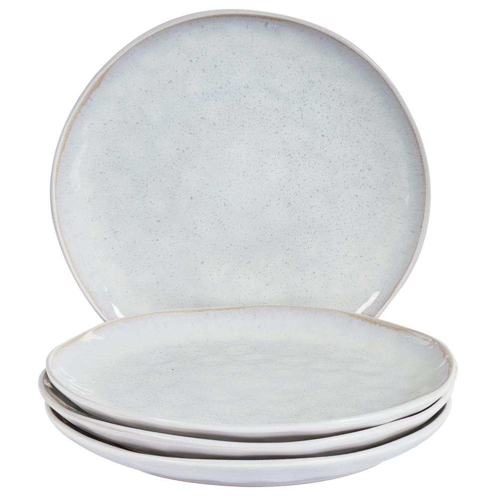 Set of 4 Dinner Plates SESAME Stoneware Light Grey
