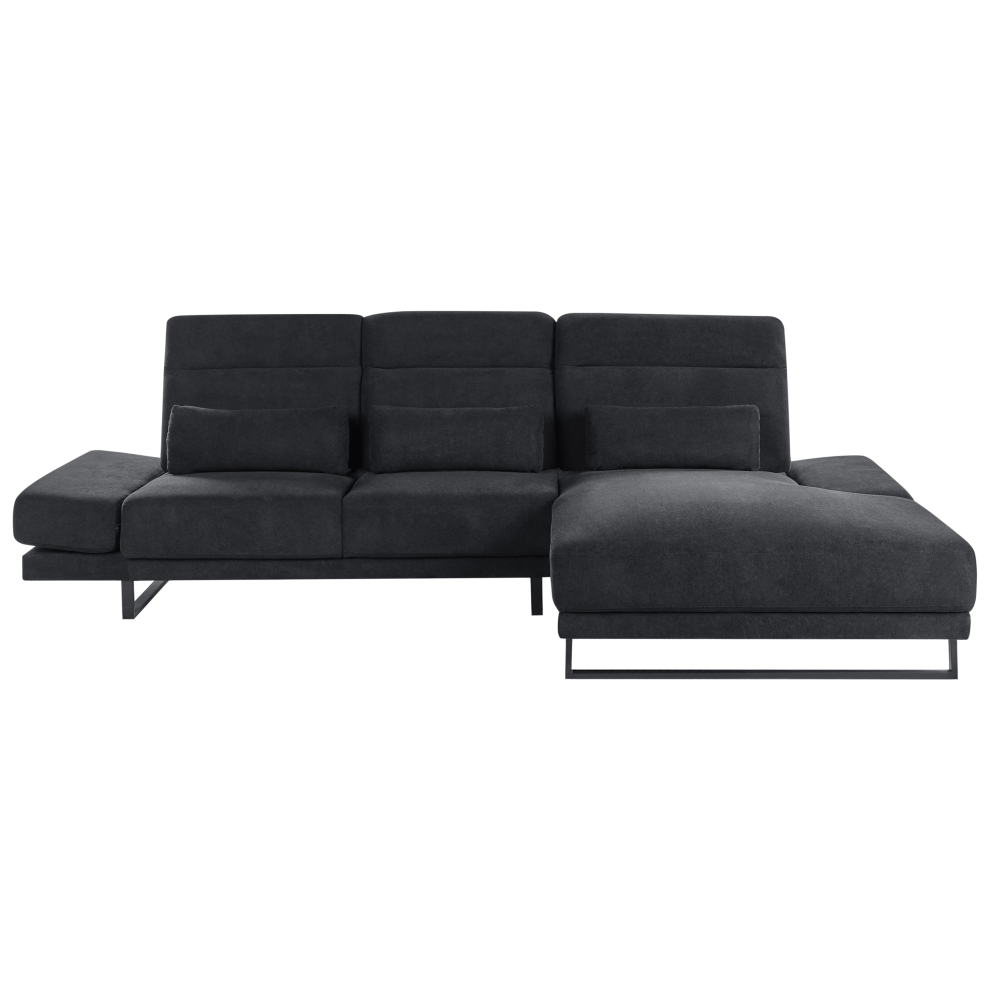 Left Hand Fabric Corner Sofa Black IKAST