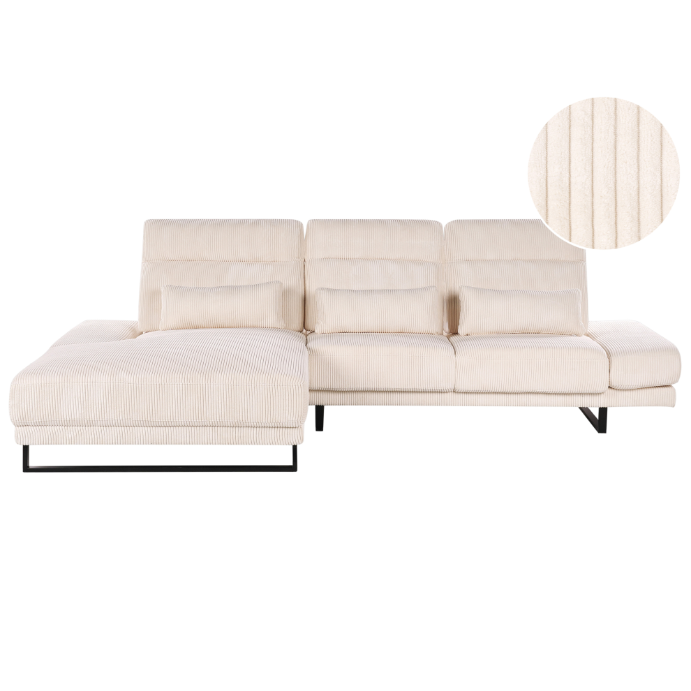 Right Hand Jumbo Cord Corner Sofa Beige IKAST