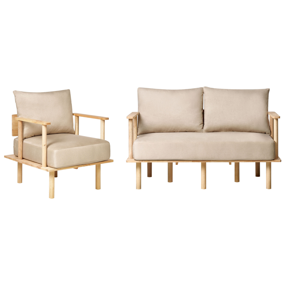 Living Room Set 3 Seater ASKER Fabric Sand Beige