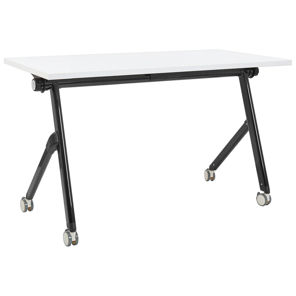 Folding Office Desk with Casters 120 x 60 cm White and Black BENDI